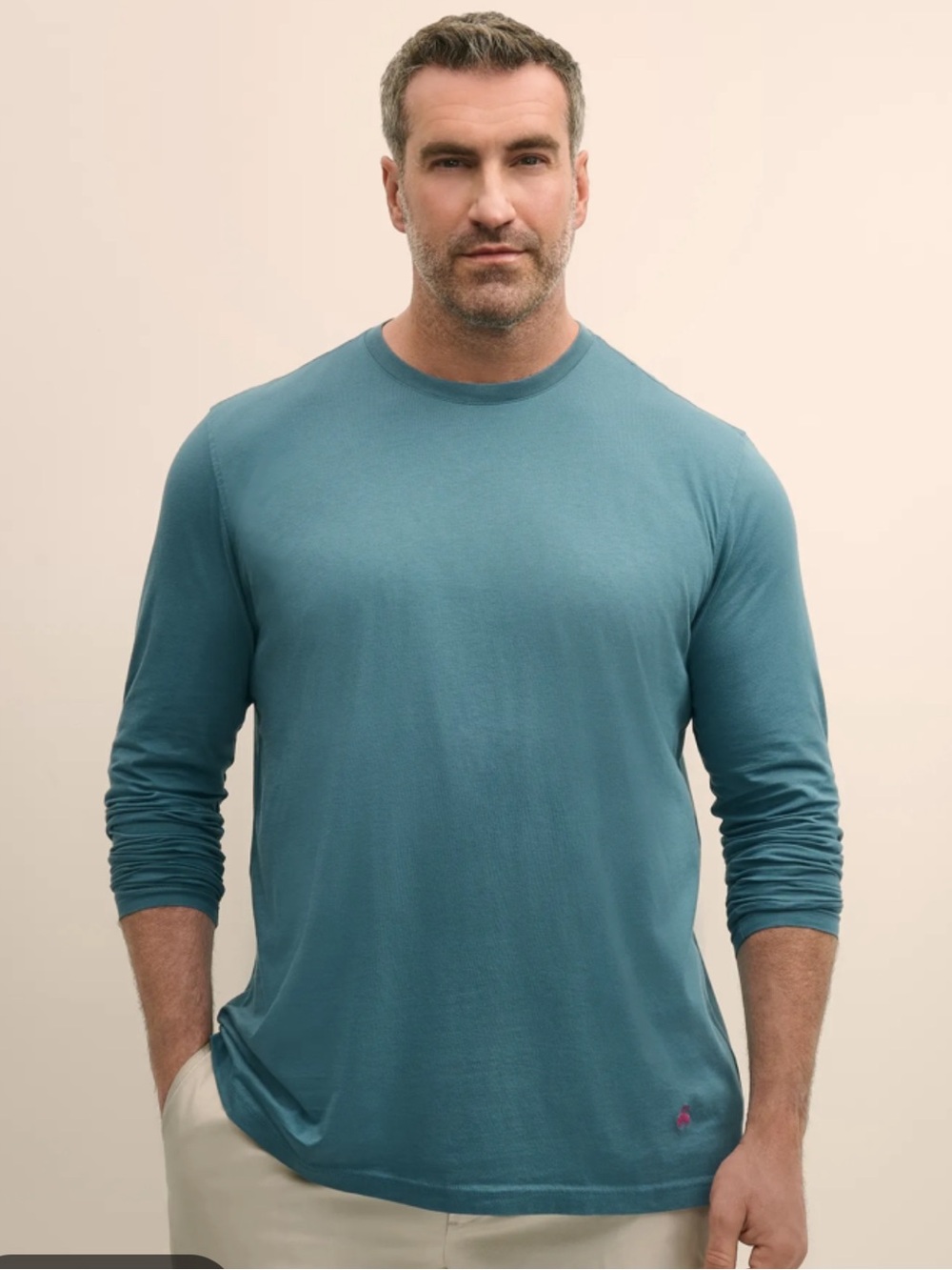 New Men’s Brooks Brothers Long Sleeve Crew Neck Cotton Shirt Teal Size XL